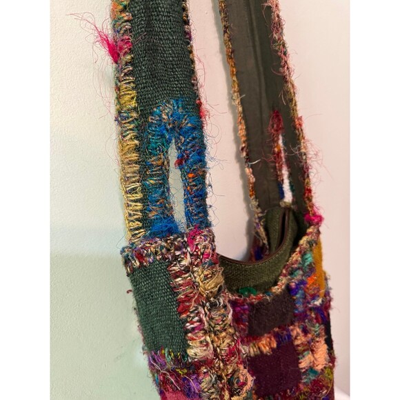 MITRA BOHO PATCHWORK FRINGE MULTICOLOR TOTE - Picture 2 of 6